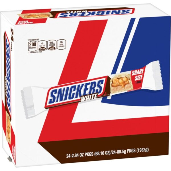 Snickers White Chocolate Bars, King Size 2.84 Oz each, Pack of 24 count