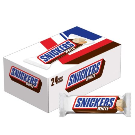 SNICKERS White Chocolate Candy Bars, Singles Size, 1.41 Oz each, Pack of 24