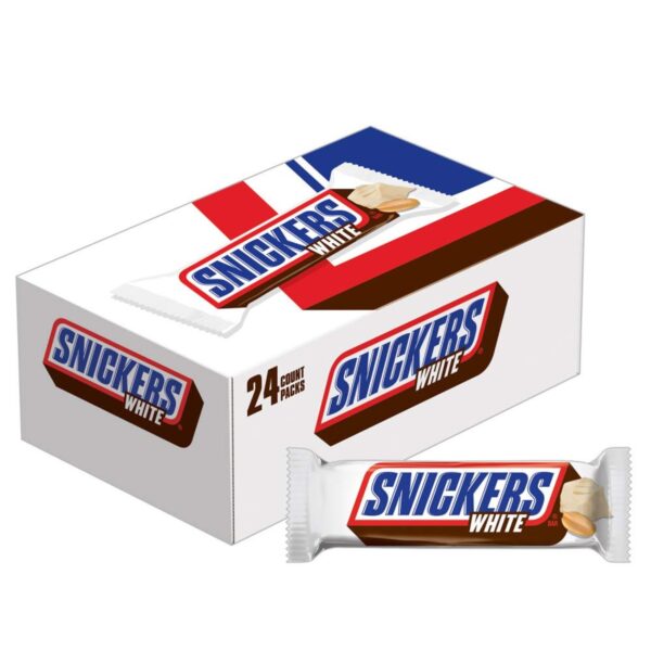 SNICKERS White Chocolate Candy Bars, Singles Size, 1.41 Oz each, Pack of 24