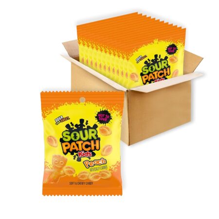 SOUR PATCH KIDS Soft & Chewy Candy, Peach Flavor, 3.5 oz each, Pack of 12