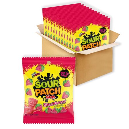 SOUR PATCH KIDS Soft & Chewy Candy, Strawberry Flavor, 3.5 oz each, Pack of 12