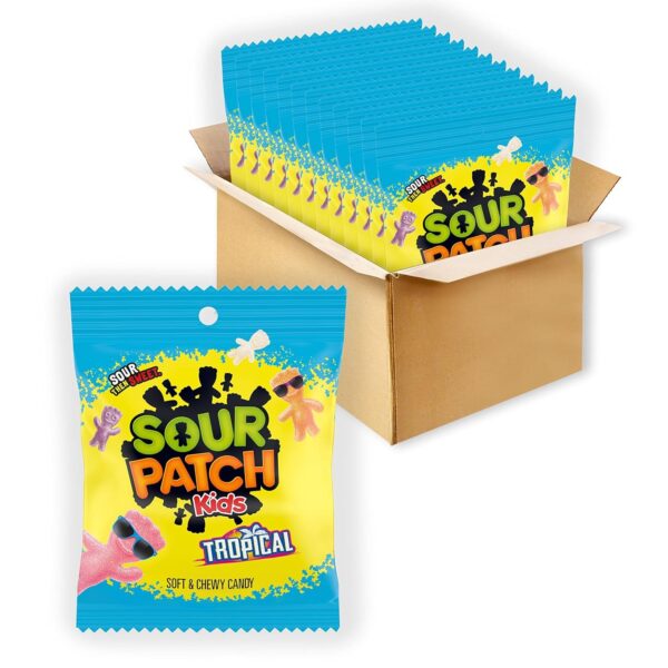 SOUR PATCH KIDS Soft & Chewy Candy, Tropical Flavor, 3.5 oz each, Pack of 12