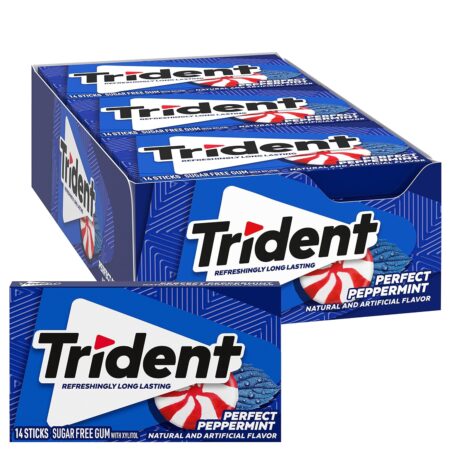 Trident Perfect Peppermint Sugar Free Gum, 12 Packs of 14 Pieces (168 Total Pieces)