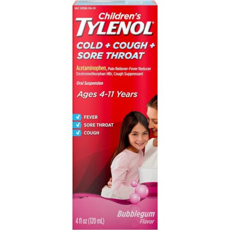 TYLENOL Children's Cold + Flu Oral Suspension, Bubblegum Flavor, 4 Fl. Oz, 1 Count