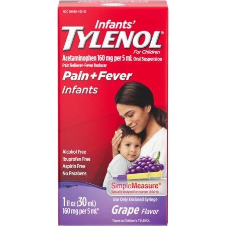 TYLENOL Infants Acetaminophen Liquid Medicine, Grape, 1 Fl Oz, 1 Count