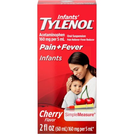 TYLENOL Infants Liquid Pain Relief & Fever Medicine, Oral Suspension, Cherry Flavor, 2 Fl. Oz, 1 Count