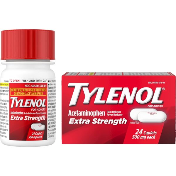 Tylenol Acetaminophen, Extra Strength, 500 mg, Caplets, 24 Ct