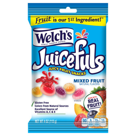 Welch's Juicy Fruit Snacks, Juicefuls Mixed Fruit, 4 Oz each, Pack of 12