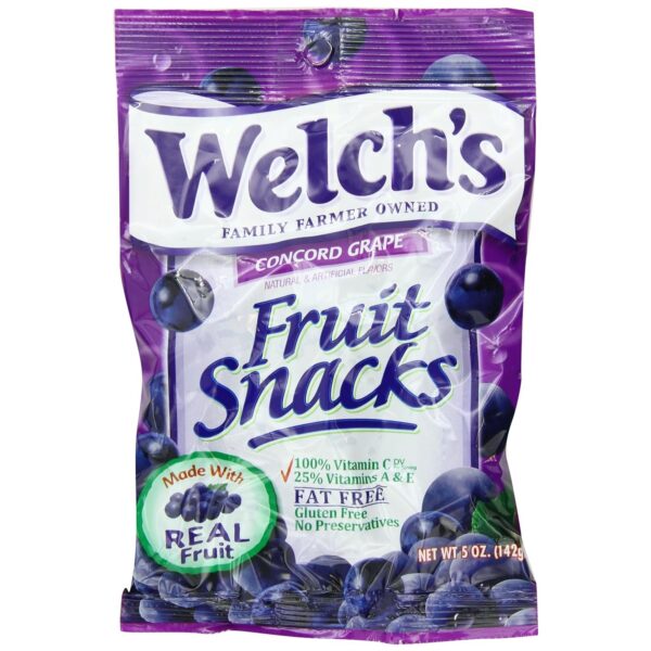 Welchs Fruit Snacks, Corcord Grape Flavor, 5 Oz each, Pack of 12