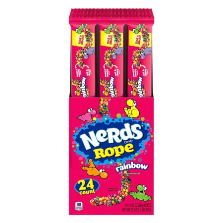 Nerds Rope Candy, Rainbow Flavor, 0.92oz each, 24 Count