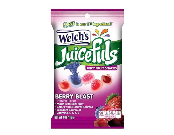 Welch's Juicy Fruit Snacks, Juicefuls Berry Blast, 4 Oz each, Pack of 12