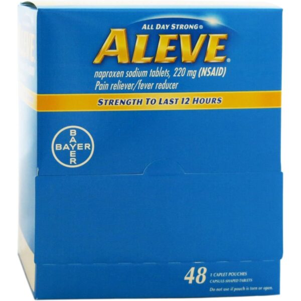 Aleve Pain Reliever & Fever Reducer, 1 Box of 48 Caplets