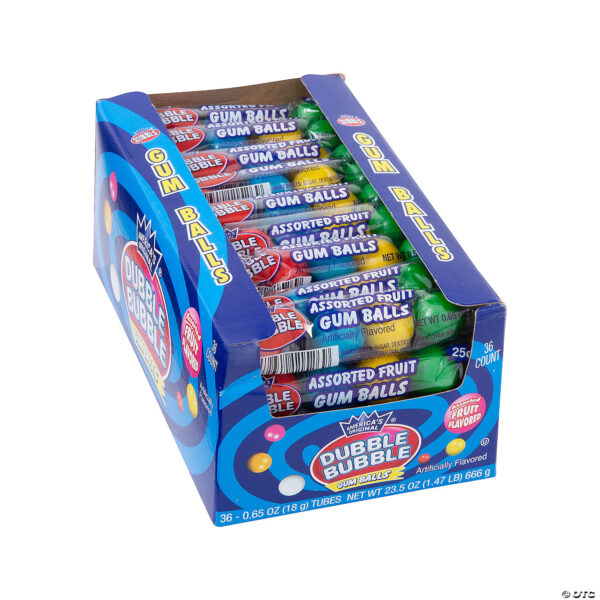 Dubble Bubble Assorted Fruits Gum Balls, 0.64 Oz each, Pack of Count 36