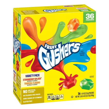 Betty Crocker Fruit Gushers Variety Pack, Pack of 36 Count