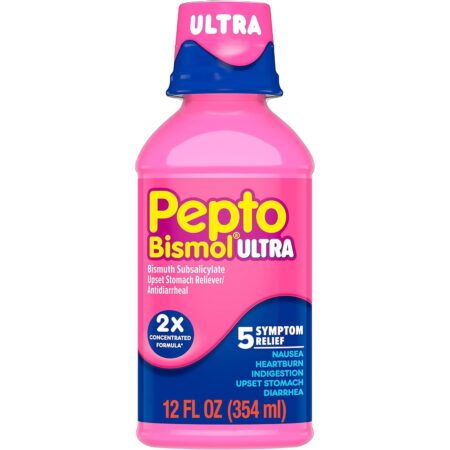 Pepto Bismol Liquid Ultra, 5 Symptom Fast Relief, Original Flavor 12 Fl Oz, 1 Count