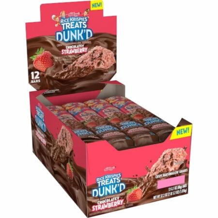 Rice Krispies Treats Dunk’d Marshmallow Snack Bars, Chocolatey Strawberry, 3.1 oz each, 12 Count