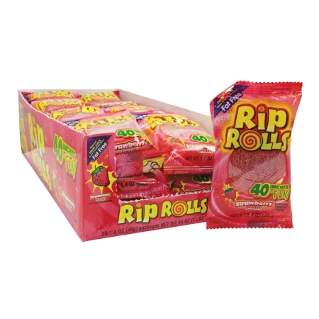 RIP ROLLS, Strawberry Flavor, 1.4 Oz each, 1 Pack of 24 Count