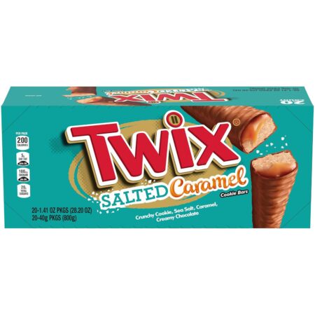 TWIX Full Size Salted Caramel Chocolate Cookie Bars, 1.41 Oz each, Pack of 20