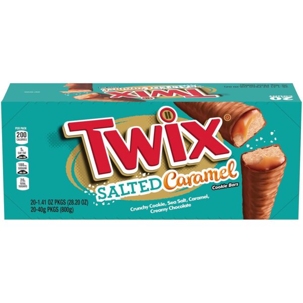 TWIX Full Size Salted Caramel Chocolate Cookie Bars, 1.41 Oz each, Pack of 20