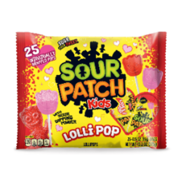 Sour Patch Kids Valentine Lollipops 25ct Bag 13.22oz each