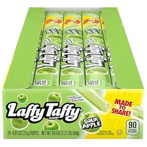 Laffy Taffy Rope Candy, Sour Apple Flavor, 0.81 Ounce Ropes (Pack of 24)