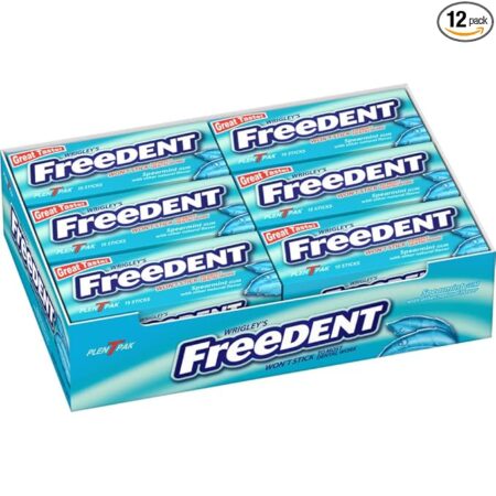 FREEDENT Chewing Gum - WRIGLEY'S Spearmint Flavored, 12 Pack Bulk Gum, 15 Sticks per Pack