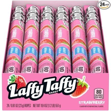 Laffy Taffy Rope Candy, Strawberry Flavor, 0.81 Ounce Ropes (Pack of 24)