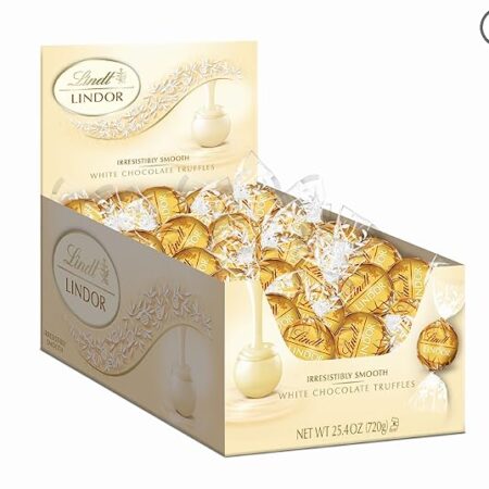 Lindt Chocolate Lindor Truffles, White Chocolate, 60 Count