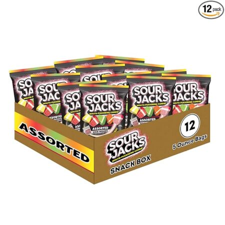 SOUR JACKS, Sour Gummy Wedges, Assorted Fruit Flavored Candy, 5oz Bag (12 Pack)