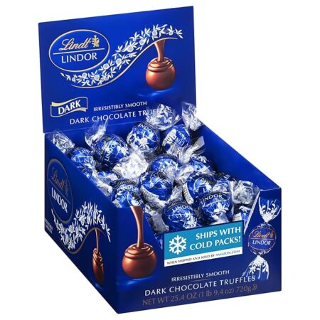 Lindt LINDOR Dark Chocolate Candy Truffles, Dark Chocolate with Smooth, Melting Truffle Center, 25.4 oz., 60 Count