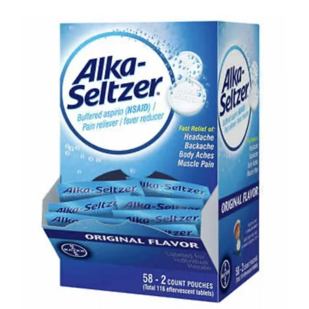 Alka-Seltzer Effervescent Tablets, Original, 2 per Pouch, 58 ct