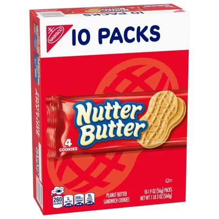 Nutter Butter Peanut Butter Sandwich Cookies, 10 Snack Packs (4 Cookies Per Pack)