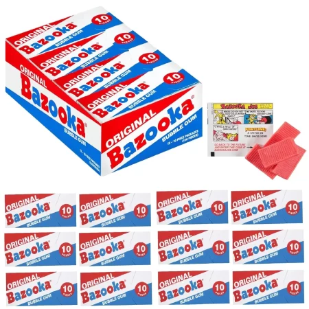 Bazooka Bubble Gum Individually Wrapped Pink 1 Count (Pack of 12),