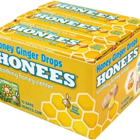 Honees Honey Ginger Drops, Natural Cough Drops- 12 BARS