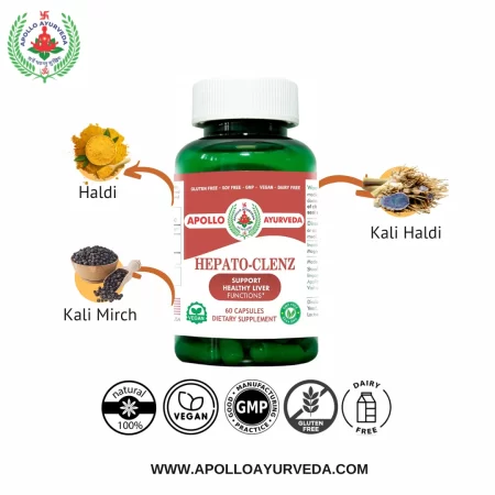 Apollo Ayurveda HEPATO-CLENZ Natural Liver Cleanse and Detox Supplement-60 CAPSULES