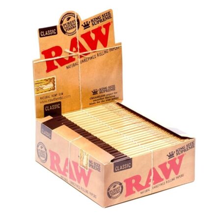 raw natural rolling paper king sz supreme 24ct/bx