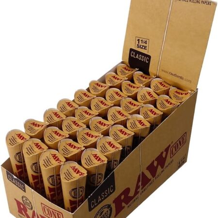 raw cone natural unrefined rolling papers 6cone/pk 1-1/4S 32ct