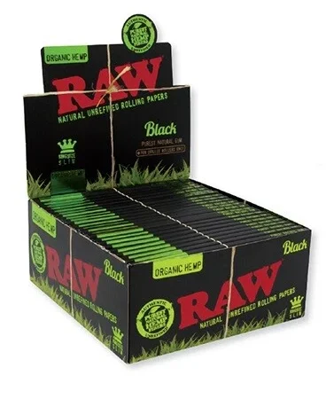 raw natural unrefined rolling paper black 50ct/bx