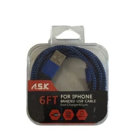 ASK 6ft for i phone braided usb cable each