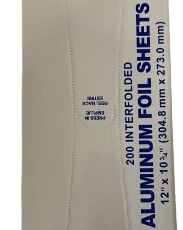Interfolded Aluminium Foil Sheets 12"×10¾" (304.8mm × 273mm) 200 sheets