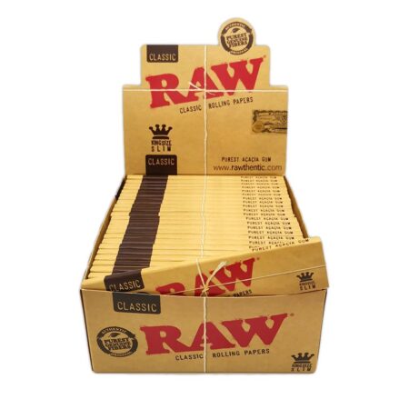raw natural unrefined rolling paper kingsize slim 50ct/bx