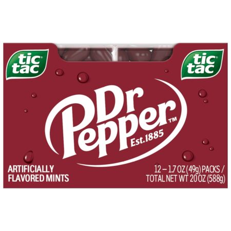 Tic Tac Dr Pepper, On-the-Go Pocket-Sized Mints, 100 pieces, Bulk 12 Pack, 1.7 oz Each