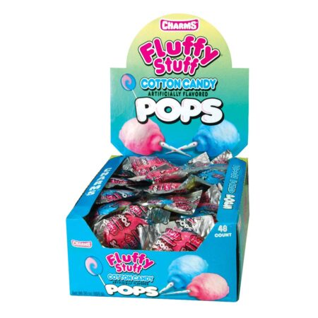 charms fluffy stuff cotton candy pops 48ct 1.86lb