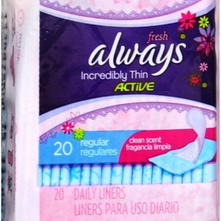 Always Thin Pantiliners Regular Clean Fresh Scent 20 Each (Pack of 6)