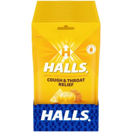 Halls cough  &  throat relief honey lemon flavor 12ct