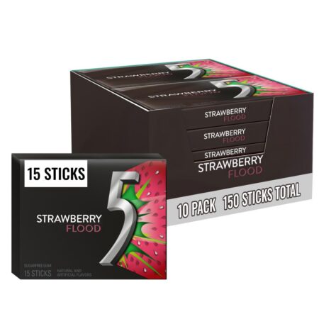 Wrigley's 5 Gum Strawberry Flood 10ct