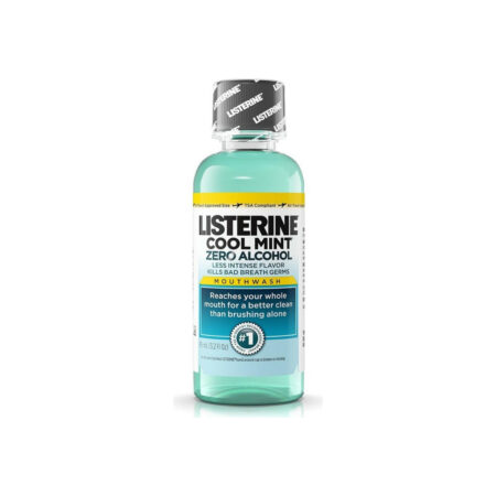 Listerine Cool Mint Zero Alcohol Mouthwash, Travel Size 3.2 Ounces (95ml)