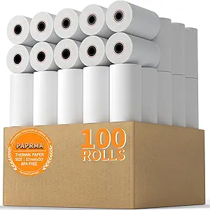 2 1/4'' x 50' Thermal Paper 100 Rolls, 2.25x50ft Receipt Paper