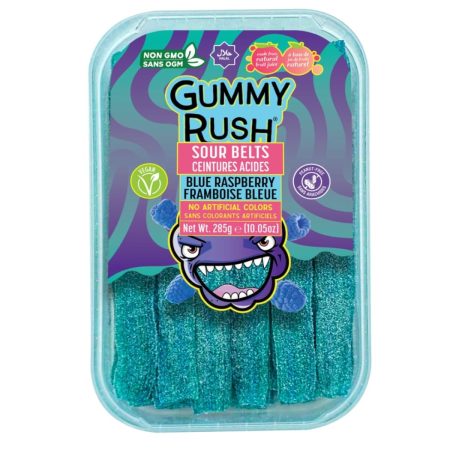 Cherry Chews Gummy Rush Candies, Gluten-Free, Halal Certified, Top 10 Allergen-Free, Soft & Chewy Candy, 285g (10.05 oz) Tub (10.05, Blue Raspberry)