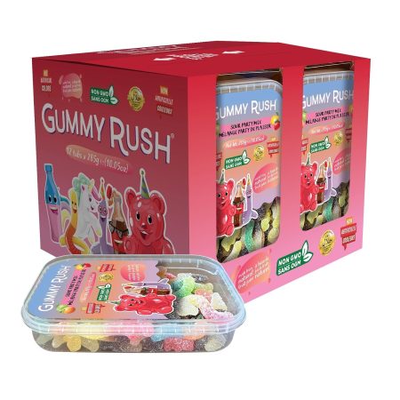 Cherry Chews Gummy Rush Candies, Gluten-Free, Halal Certified, Top 10 Allergen-Free, Soft & Chewy Candy, 285g (10.05 oz) Tubs - 12 Count (10.05 oz, Sour Party Mix)
